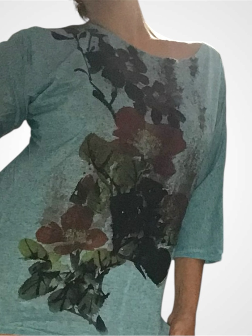 Y2K Project Teal Floral Scoop-Neck Tunic